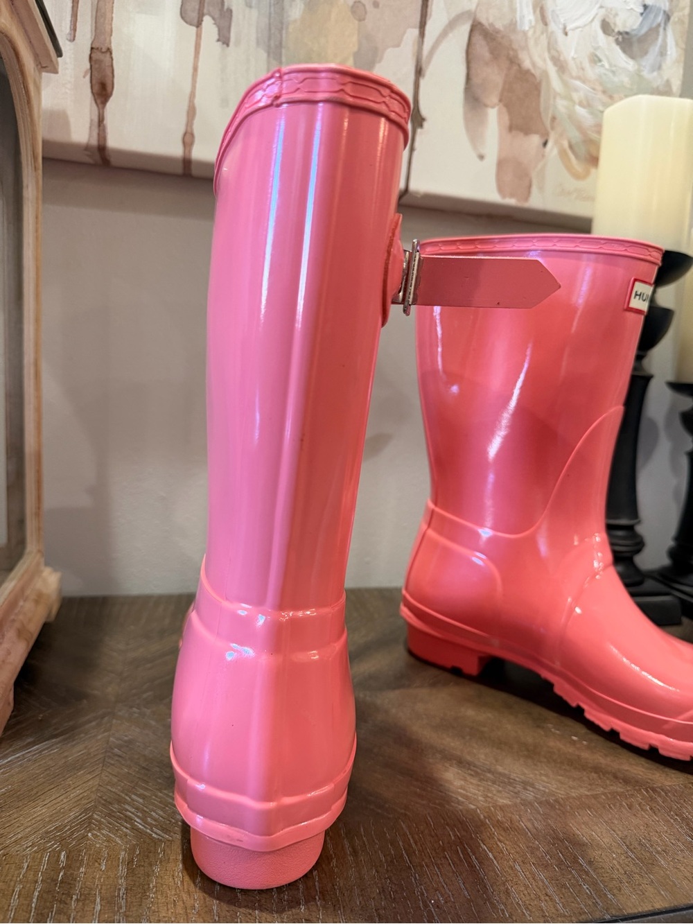 Hunter original short rain boots Pink Gloss Sz 8 - Picture 5 of 11